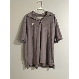 Under Armour Striped Maroon And Grey Polo Men’s Size 2X Loose Fit